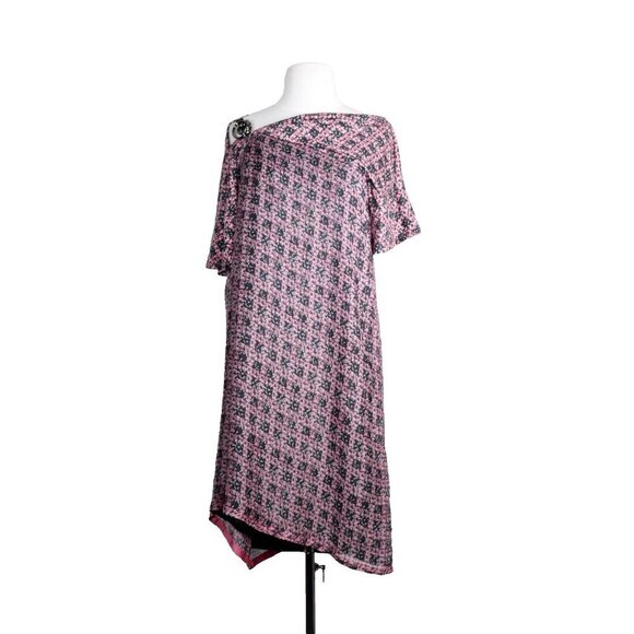 Sportmax Womens S Pink Black Cut Out Shoulder Ring Silk Mini Dress Short Sleeve - Picture 10 of 11